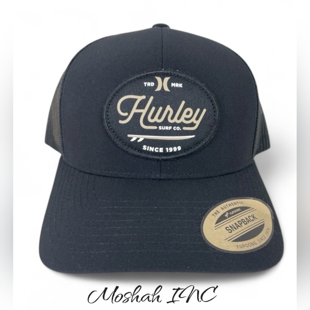 Hurley Black Snapback Hat with Patch Logo